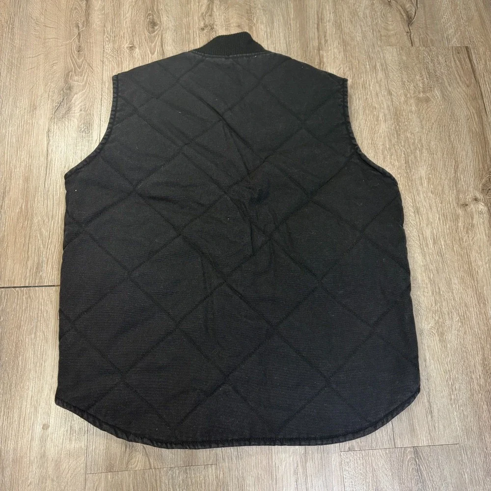 VTG Duxbak Quilted Insulated Canvas Vest Black Mens Sz Medium Workwear